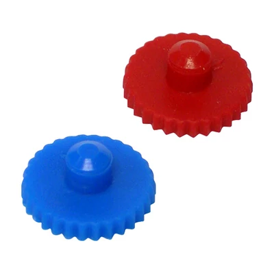 Cassette end plugs, red and blue set, for use with 25 and 37mm filter cassettes; 50 pairs